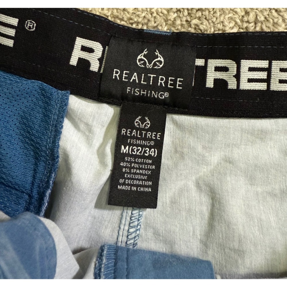 Realtree Fishing Cargo Shorts Blue Camo Utility Outdoor Gorpcore Performance M - Picture 5 of 7